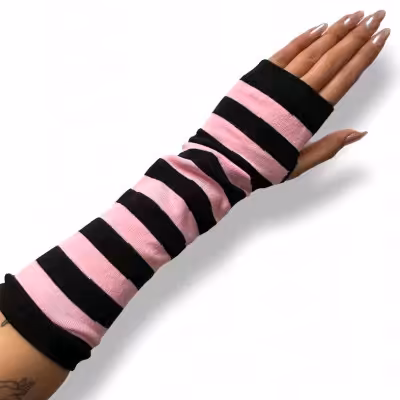 ساقدست راه راه صورتی انگشتی نخ پنبه فری سایز