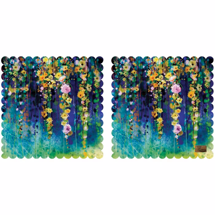 رومیزی مخمل طرح گل دو عدد سایز 40 در 40 مدل T3-827 شرکت رنس