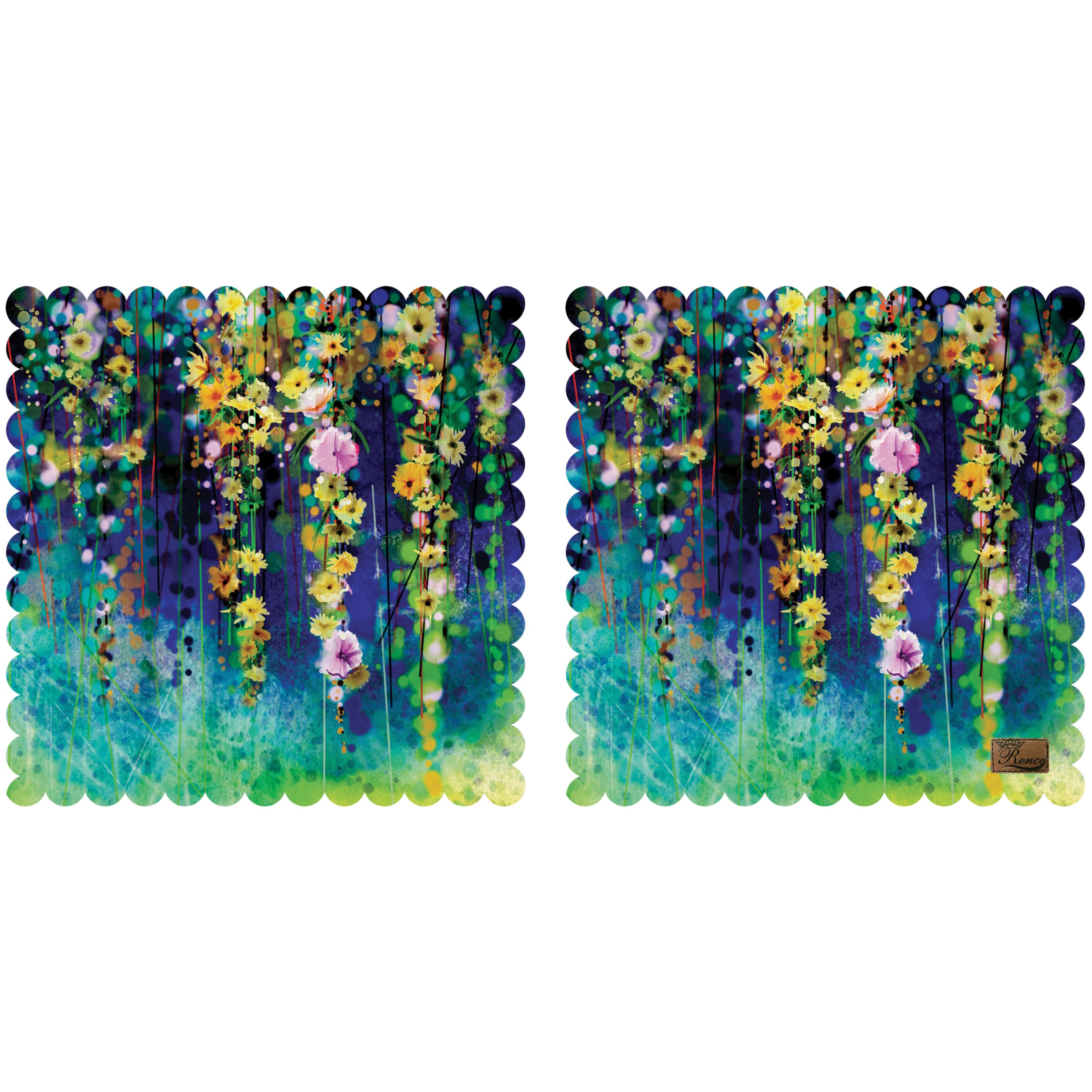 رومیزی مخمل طرح گل دو عدد سایز 40 در 40 مدل T3-827 شرکت رنس
