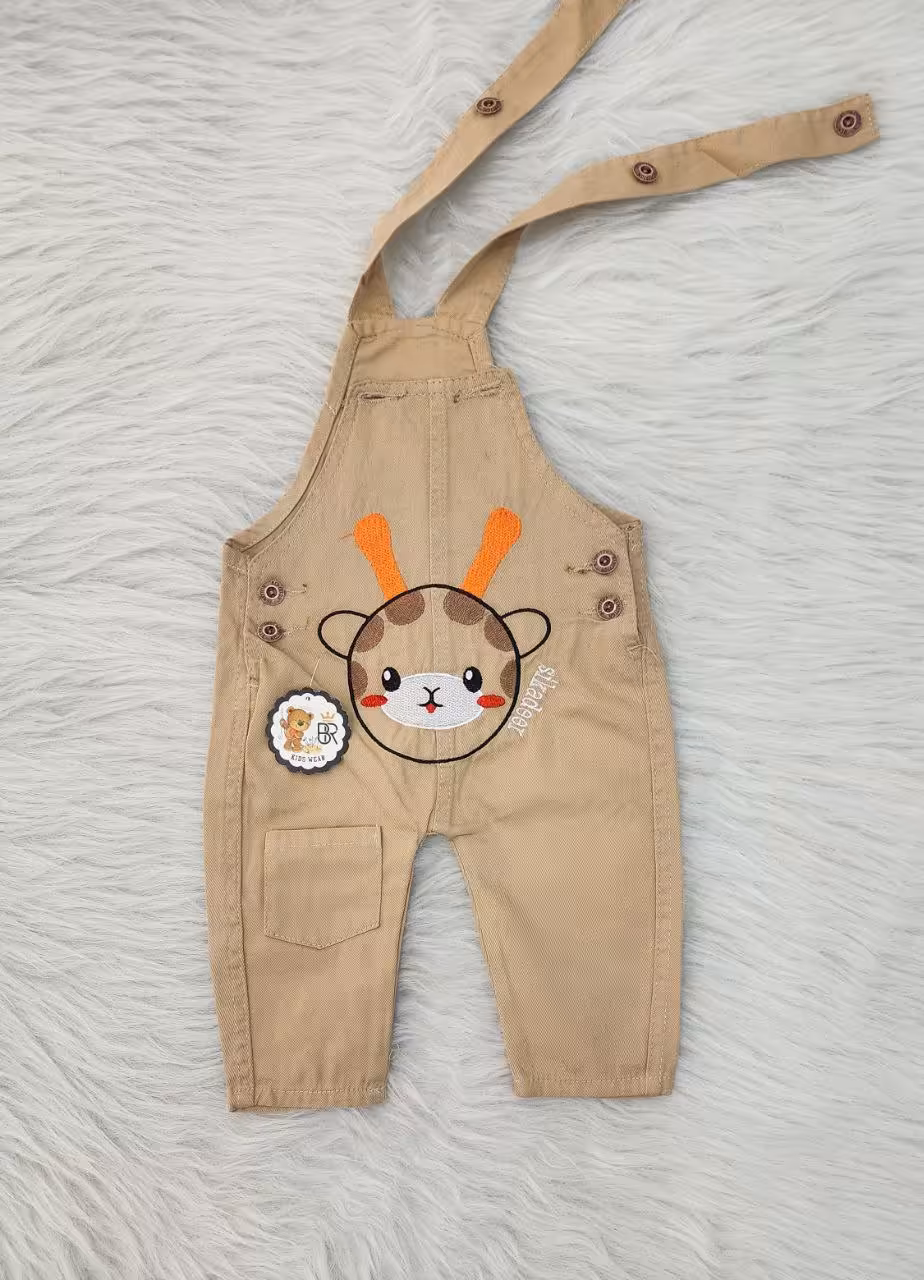 پیشبندی کتان بهار طرح زرافه شاخ نارنجی کد 4155