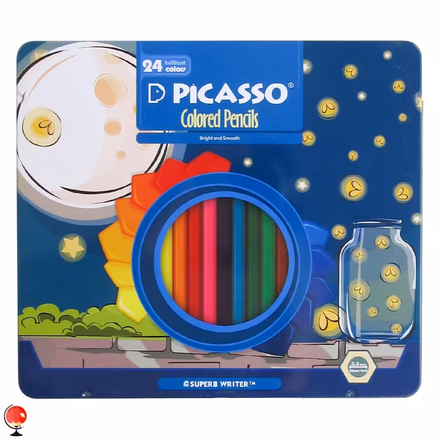 مداد رنگی 24 رنگ جعبه فلزی پیکاسو طرح شب