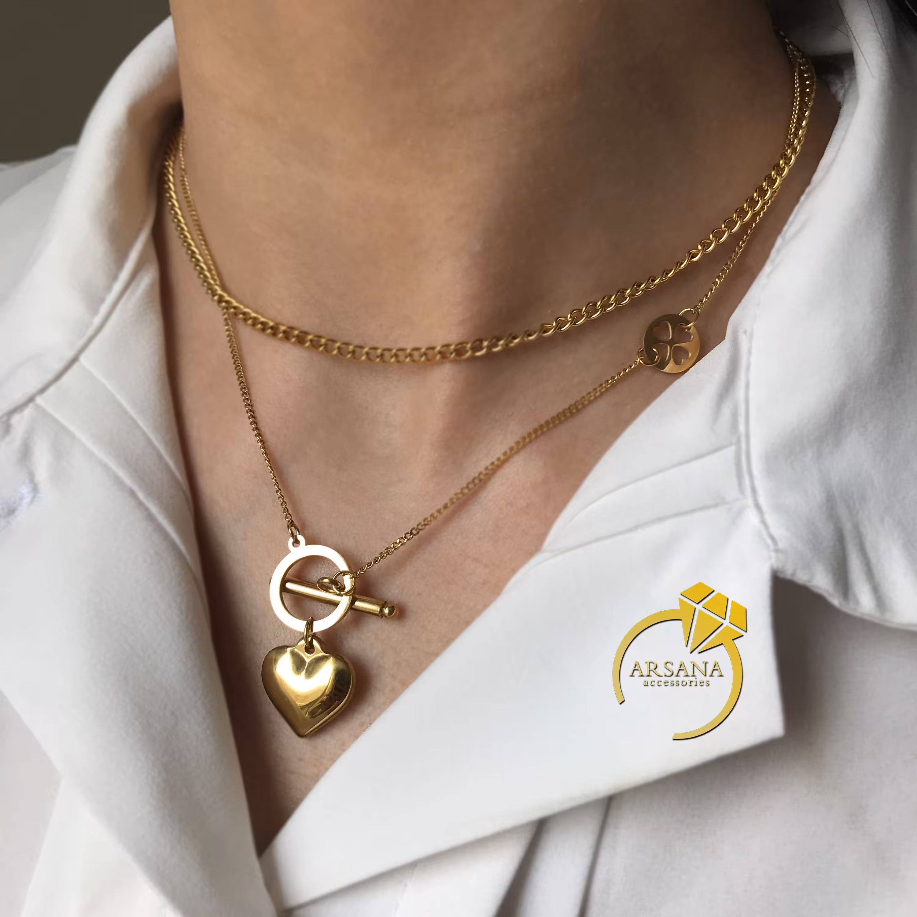 گردنبند دولاین استیل - رنگ ثابت ضد حساسیت