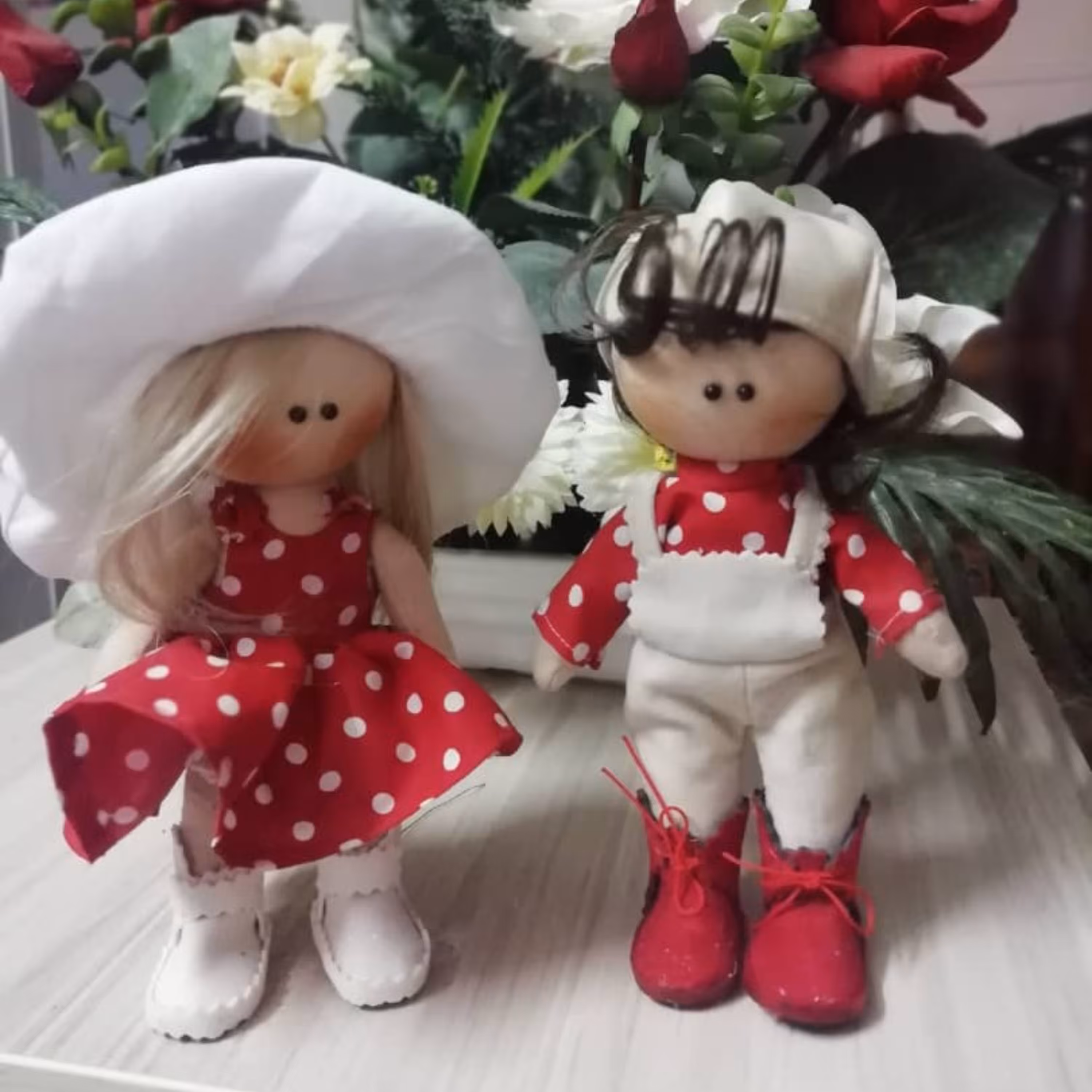 جاسوئیچی عروسک روسی جفت دختر و پسر 20سانتی با سر چرخشی