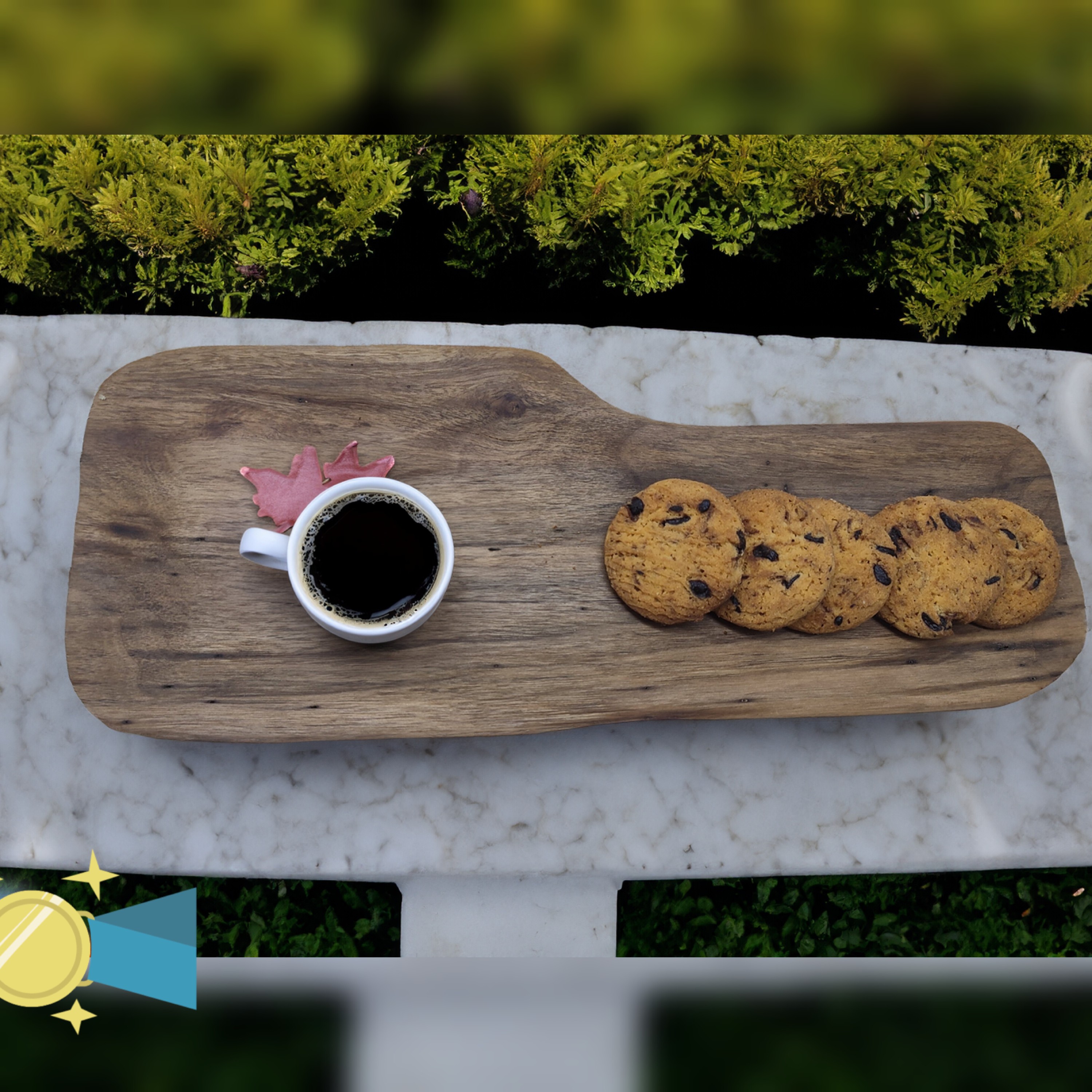 سینی چوبی مناسب سرو میوه و شیرینی و چای یک سینی زیبا پشقاب چوبی