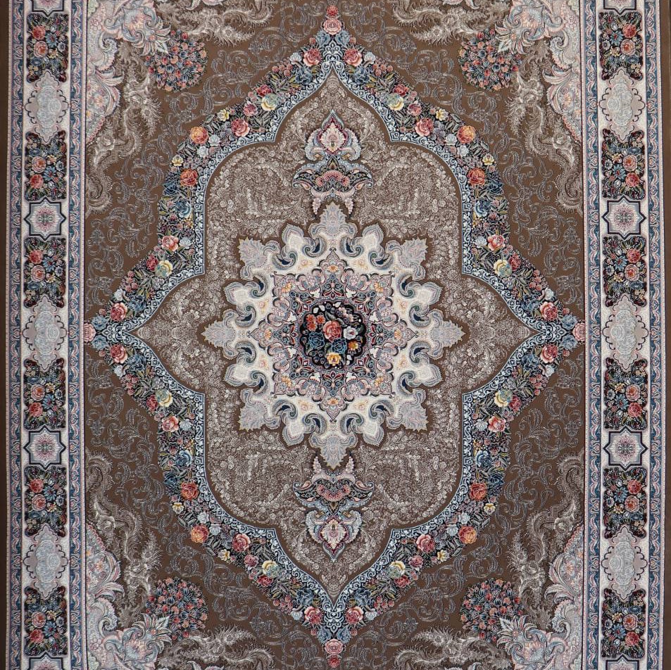 فرش اکرلیک 12 متری 700 شانه طرح کارینا رنگ نسکافه ای کد N139