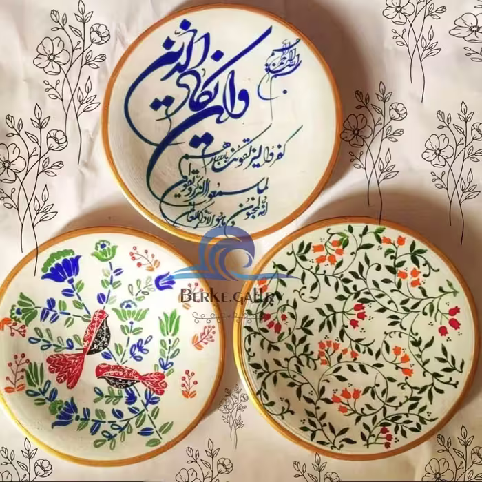 بشقاب دیوارکوب طرح ون یکاد وگل و مرغ  