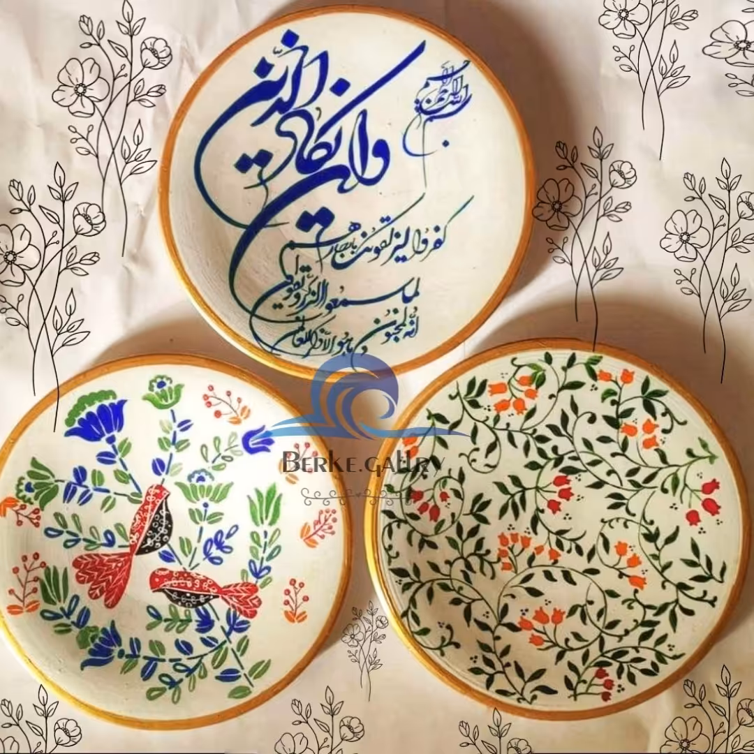 بشقاب دیوارکوب طرح ون یکاد وگل و مرغ  