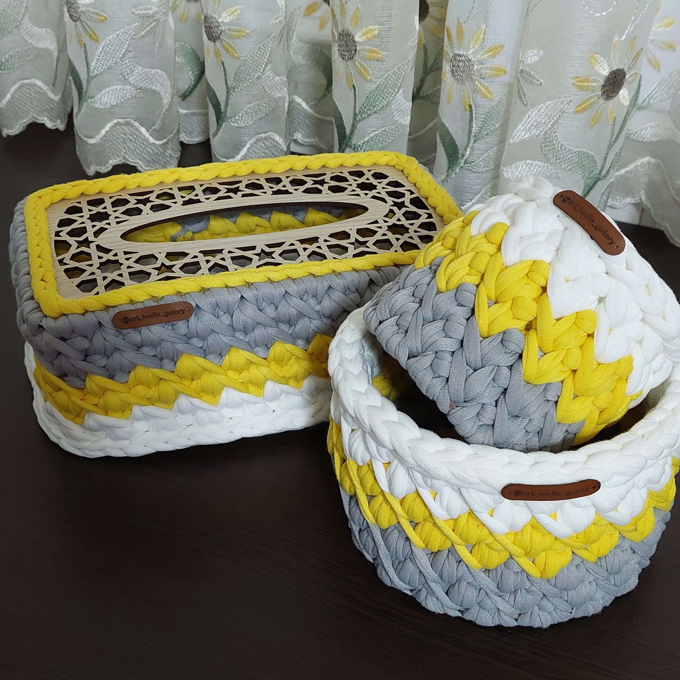 ست سبد و جا دستمال کاغذی کاموا بوبینی