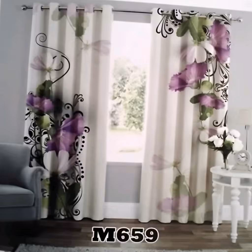 پرده چاپی پانچ دوقواره طرح کلاسیک کد m659