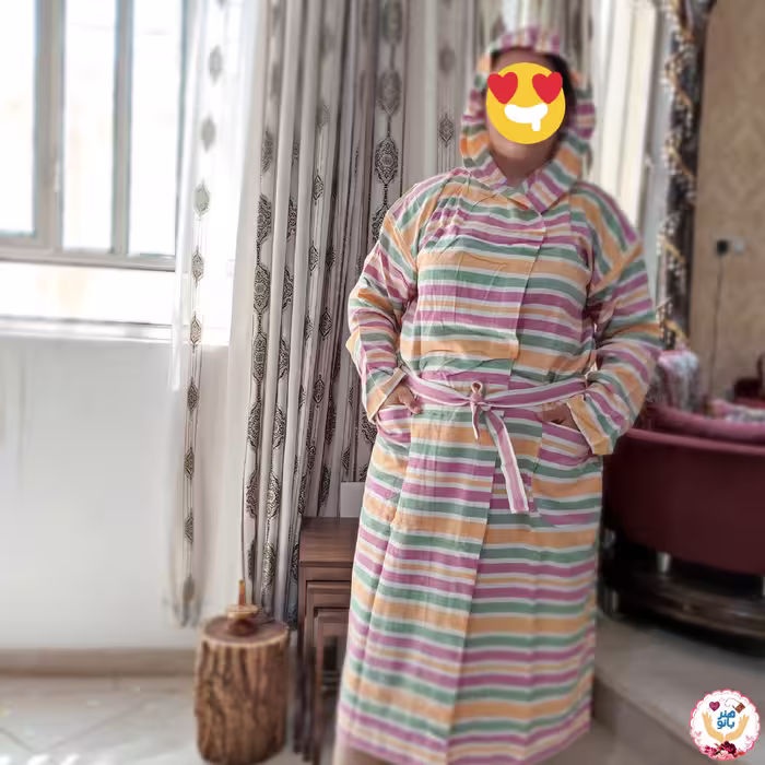 حوله تن پوش  نخی کلاهدار بزرگسال قد 160 س