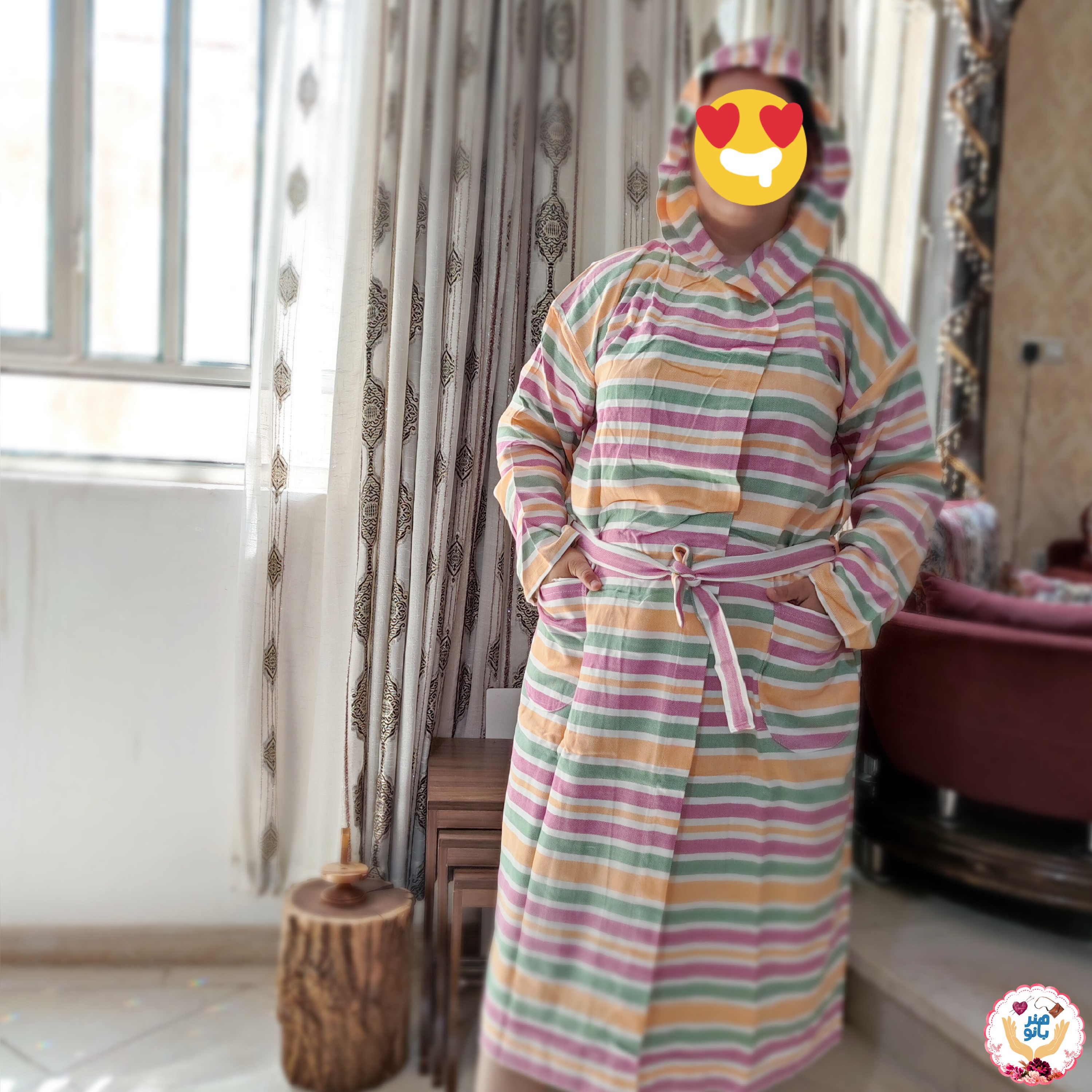 حوله تن پوش نخی کلاهدار بزرگسال قد 160 س