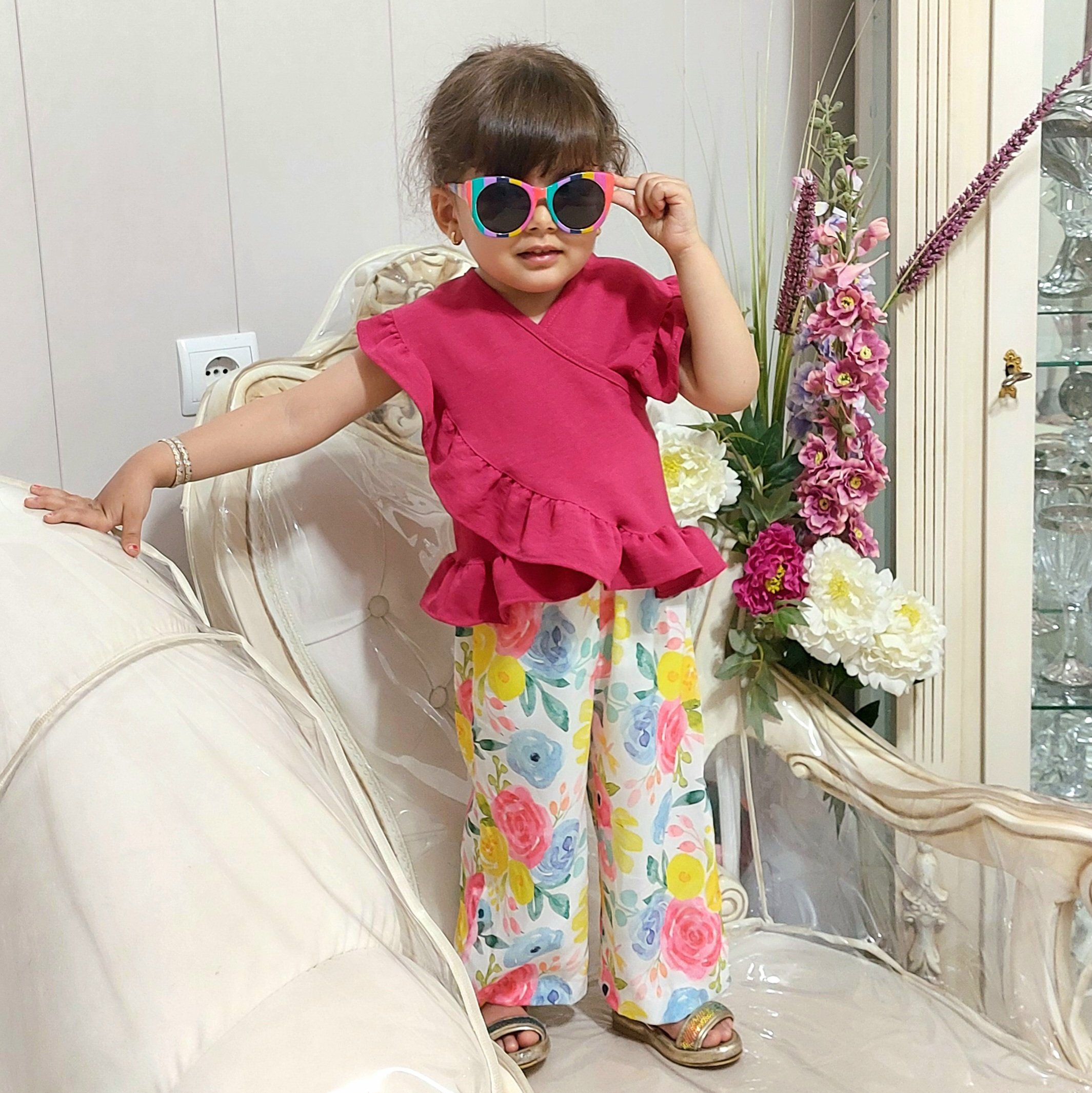 تیشرت شلوار دخترانه سرخابی شیک