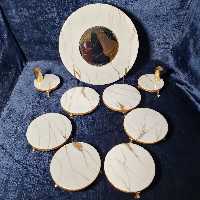 سفره هفتسین رزینی طرح سنگ سفید طلایی ساده شیک و لاکچری