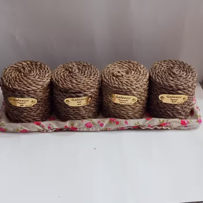 پک 4 عددی جاادویه چوبی حصیری دایره ای و مربعی