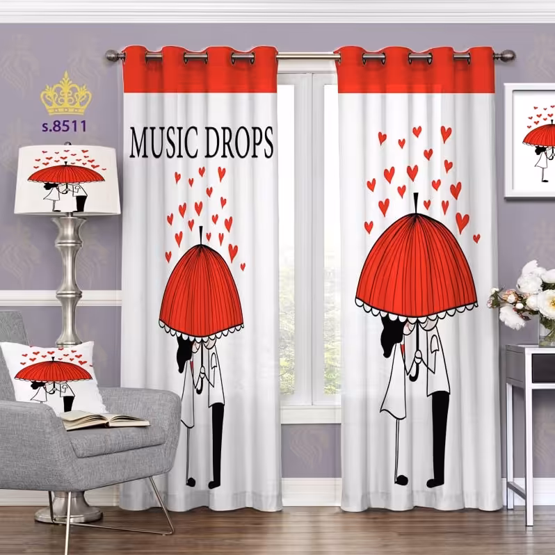 پرده پذیرایی دو قواره طرح فانتزی کد S8511