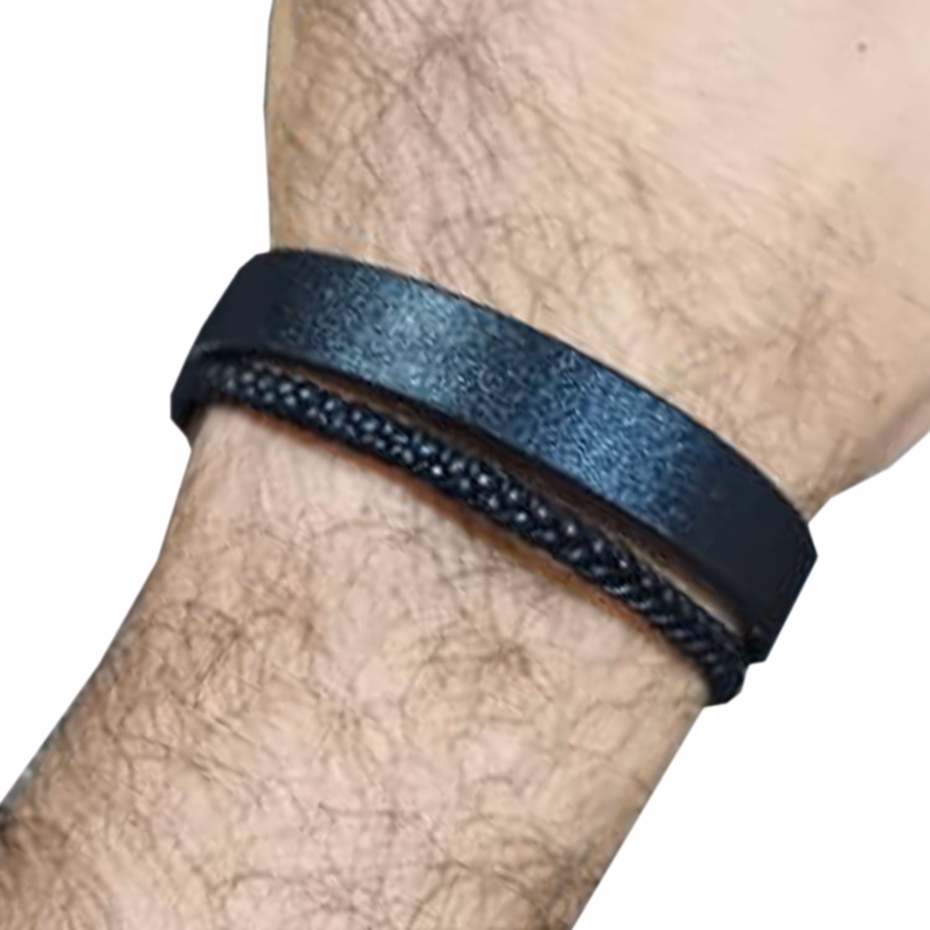دستبند چرم طبیعی زنانه و مردانه رنگ مشکی چرم طبیعی گاو