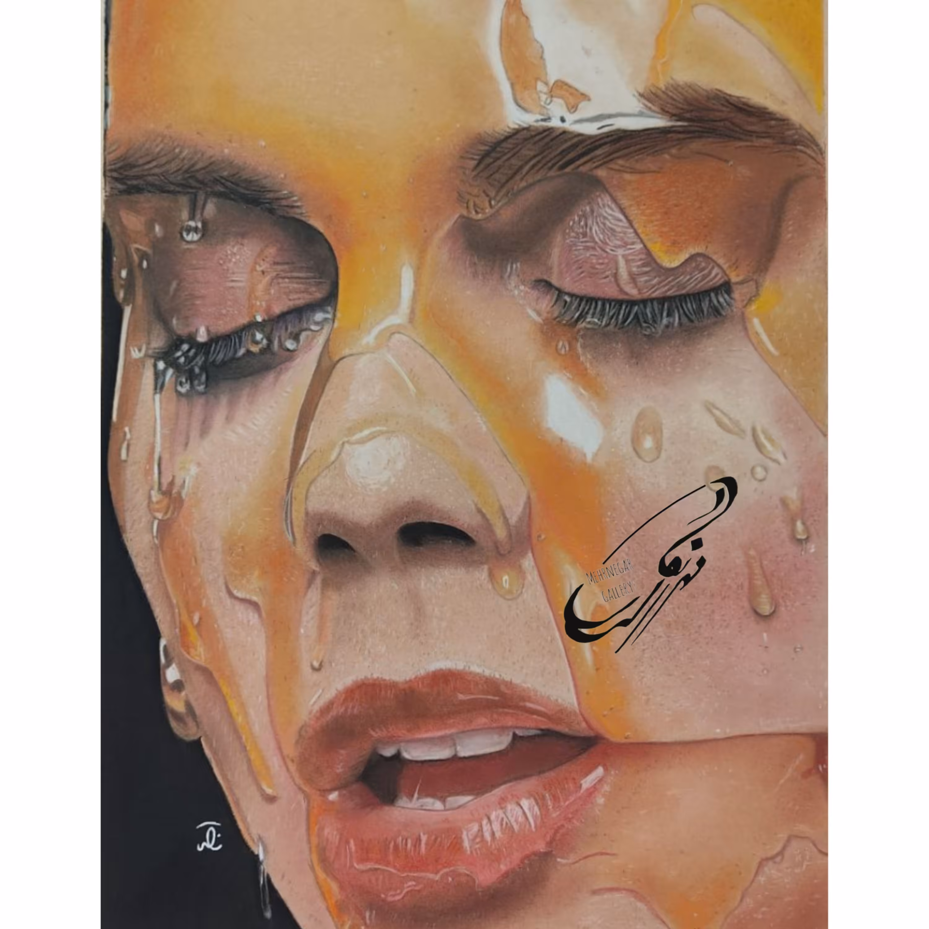 تابلو چهره خیس تکنیک پاستل گچی و پاستل مدادی30در40