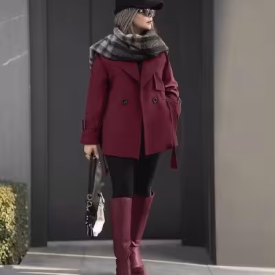 مانتو بارانی زرشکی