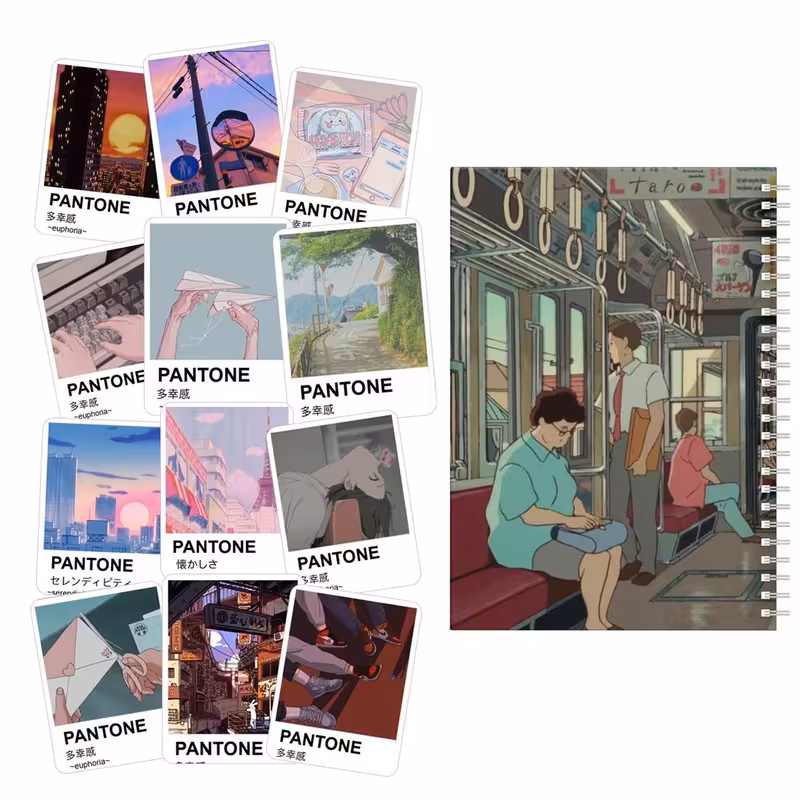 دفتر نقاشی باژیکان طرح انیمه پنتون 90s کد 20100920 به همراه برچسب مجموعه 12 عددی