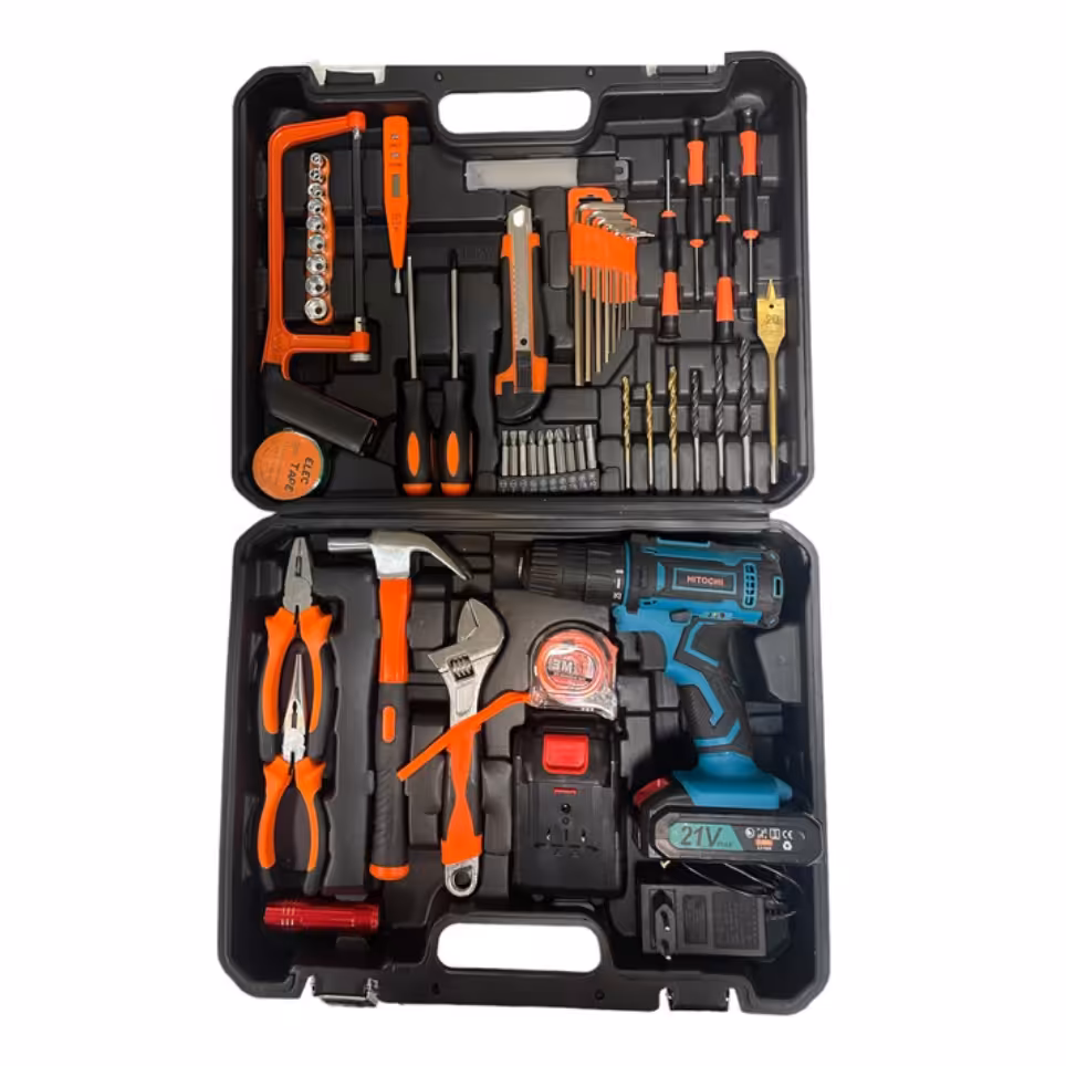 کیت دریل شارژی دوباطری 21 ولت هیتوچی با لوازم کامل