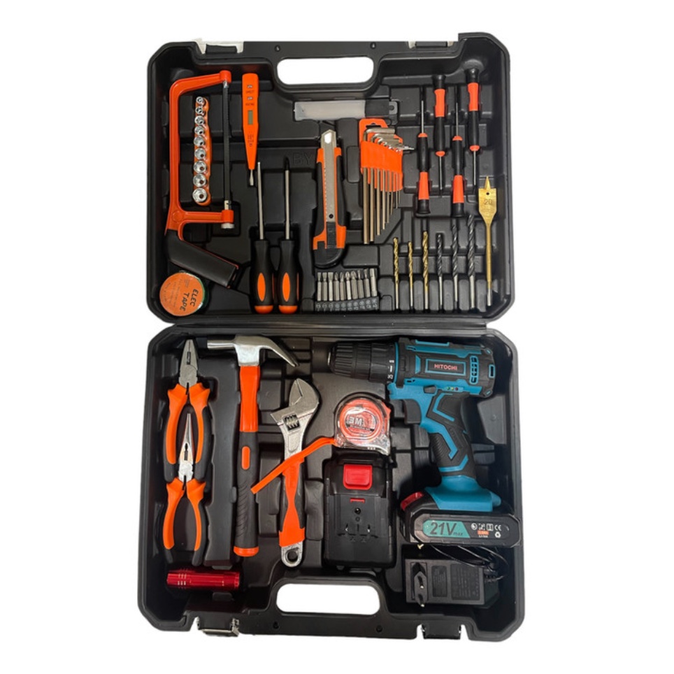 کیت دریل شارژی دوباطری 21 ولت هیتوچی با لوازم کامل