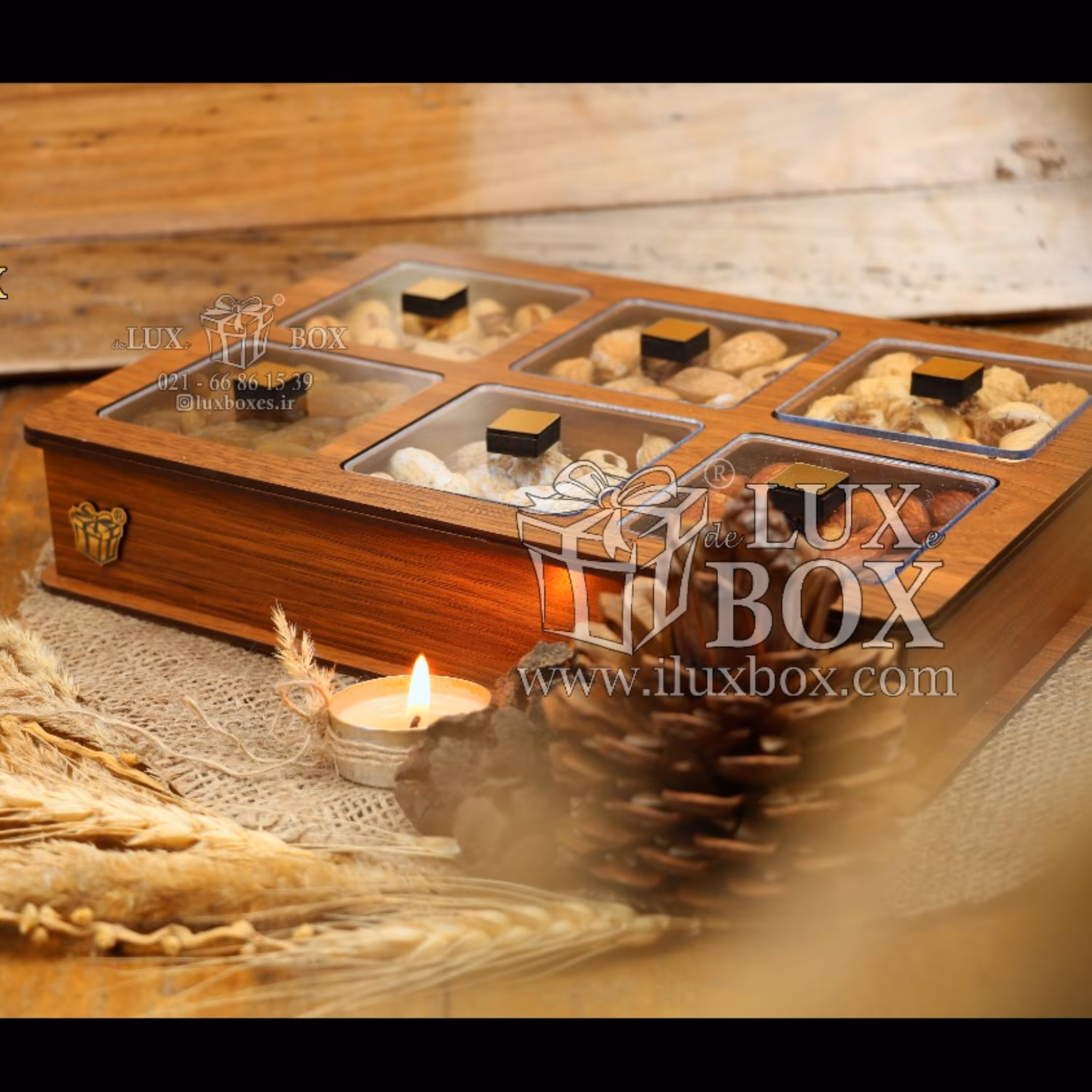 جعبه دمنوش پذیرایی جعبه چوبی لوکس باکس کد LB11-0
