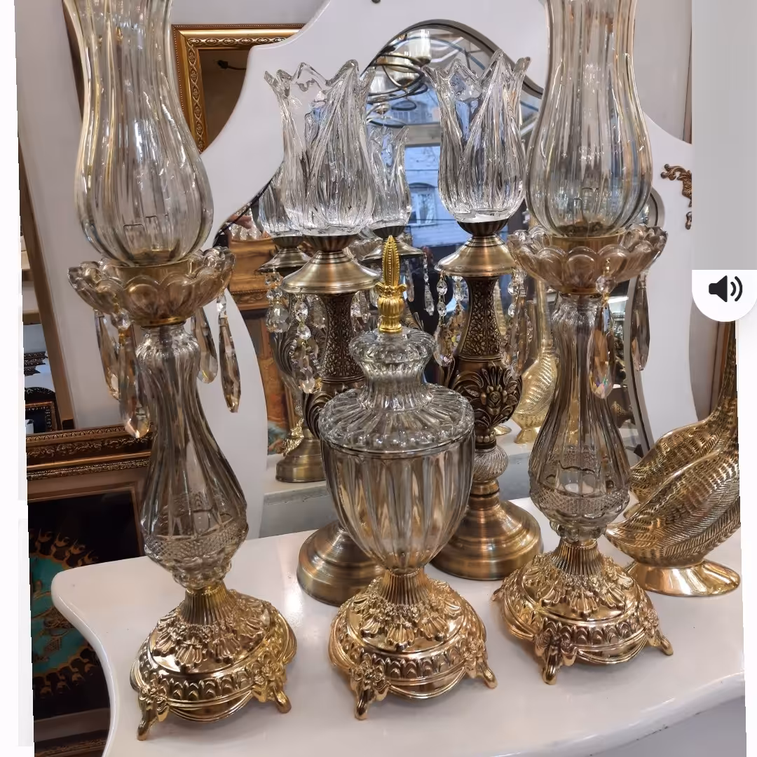 ست شمعدان طلایی