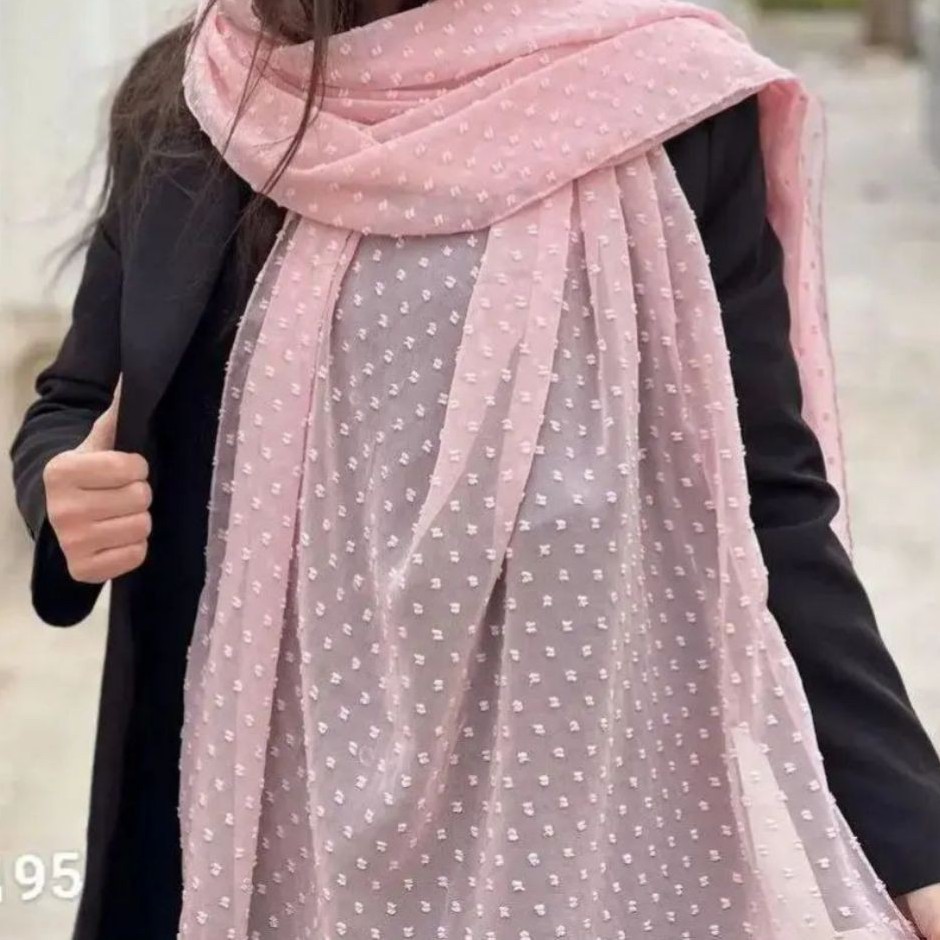 شال حریر اشکی منگوله دار