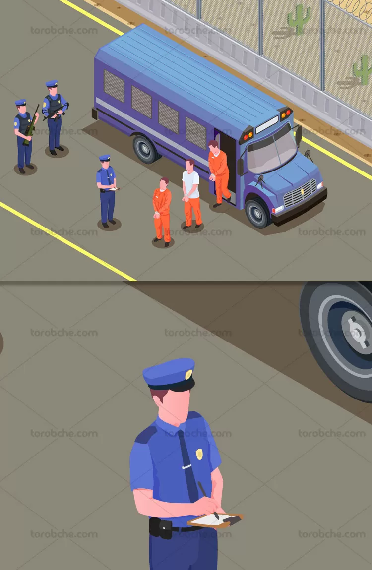 وکتور ایزومتریک زندان | گرافیک با طعم تربچه