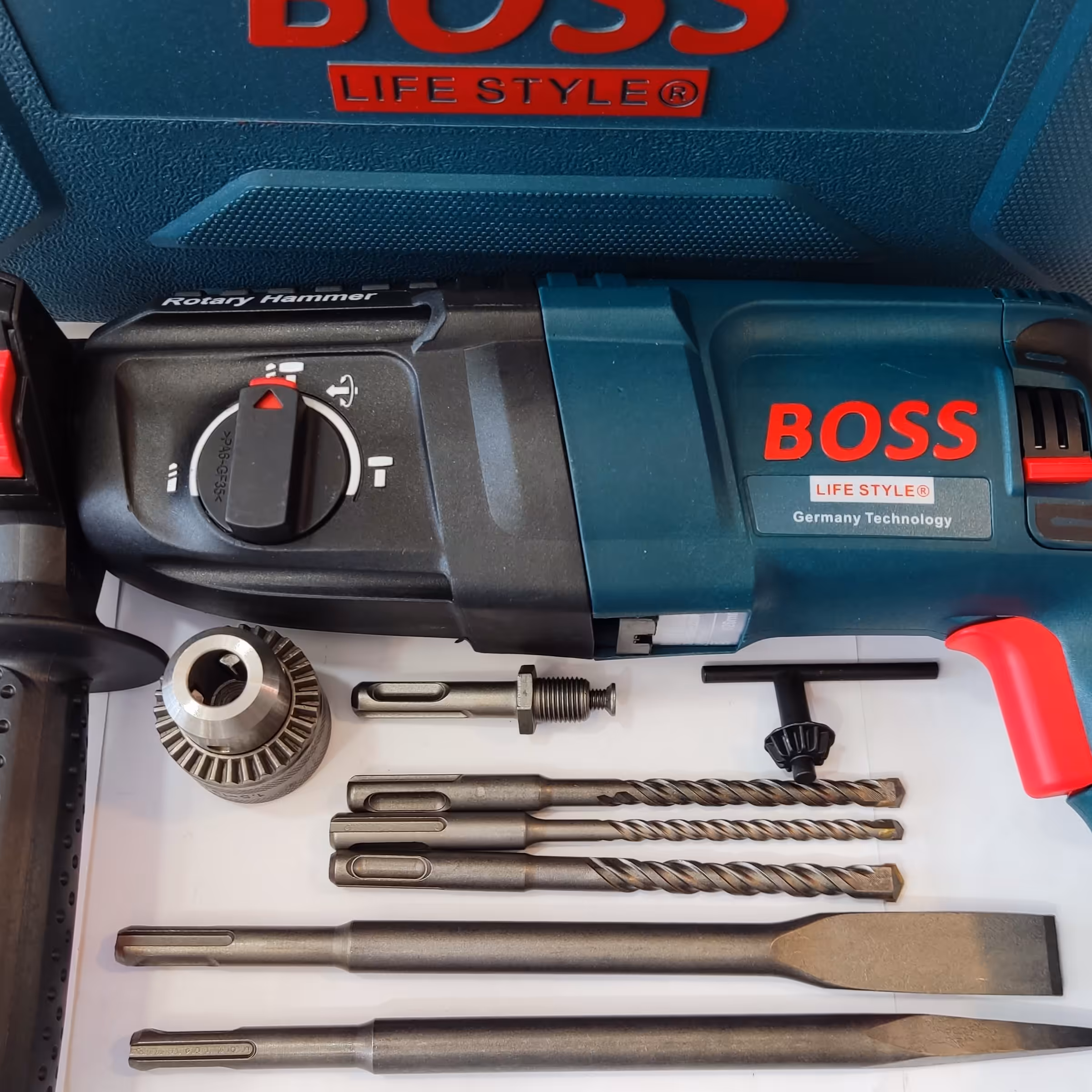 دریل سه کاره بتن کن مارک باس با کیف ضد ضربه و مته و قلم ( هیلتی )