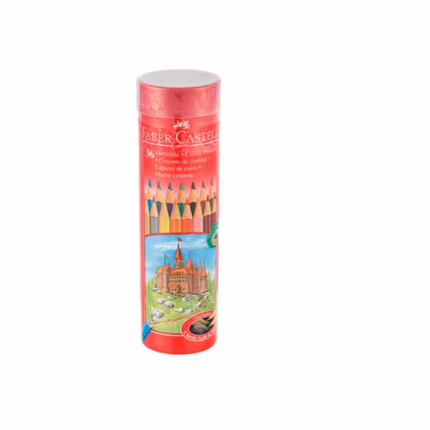 مداد رنگی 36 رنگ فابر کاستل فلزی استوانه ای 