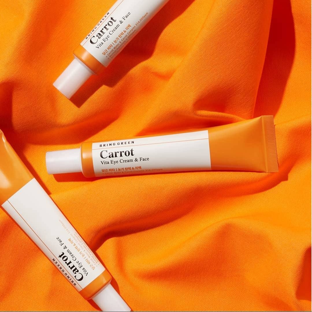 کرم ویتامینه دور چشم و صورت هویج مناسب انواع پوست برینگ گرین 30 میل BRING GREEN Carrot Vita Eye Cream