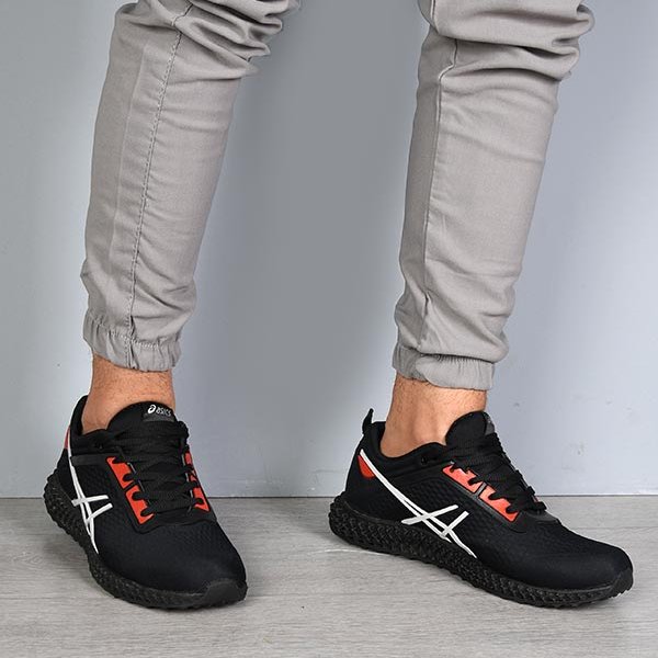 کفش مردانه سایز 44 مدل asics مشکی قرمز