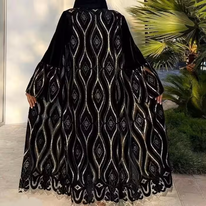 پارچه مانتویی لباس مجلسی و اجتماع جنس پارچه تور مخمل فرانسه