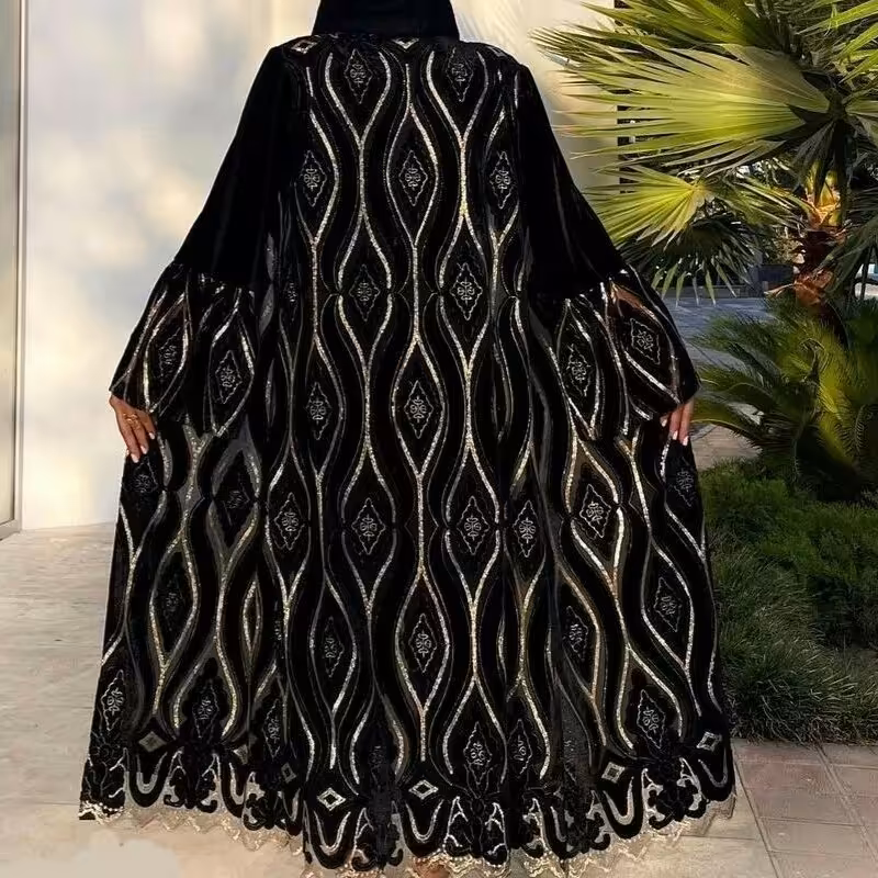 پارچه مانتویی لباس مجلسی و اجتماع جنس پارچه تور مخمل فرانسه