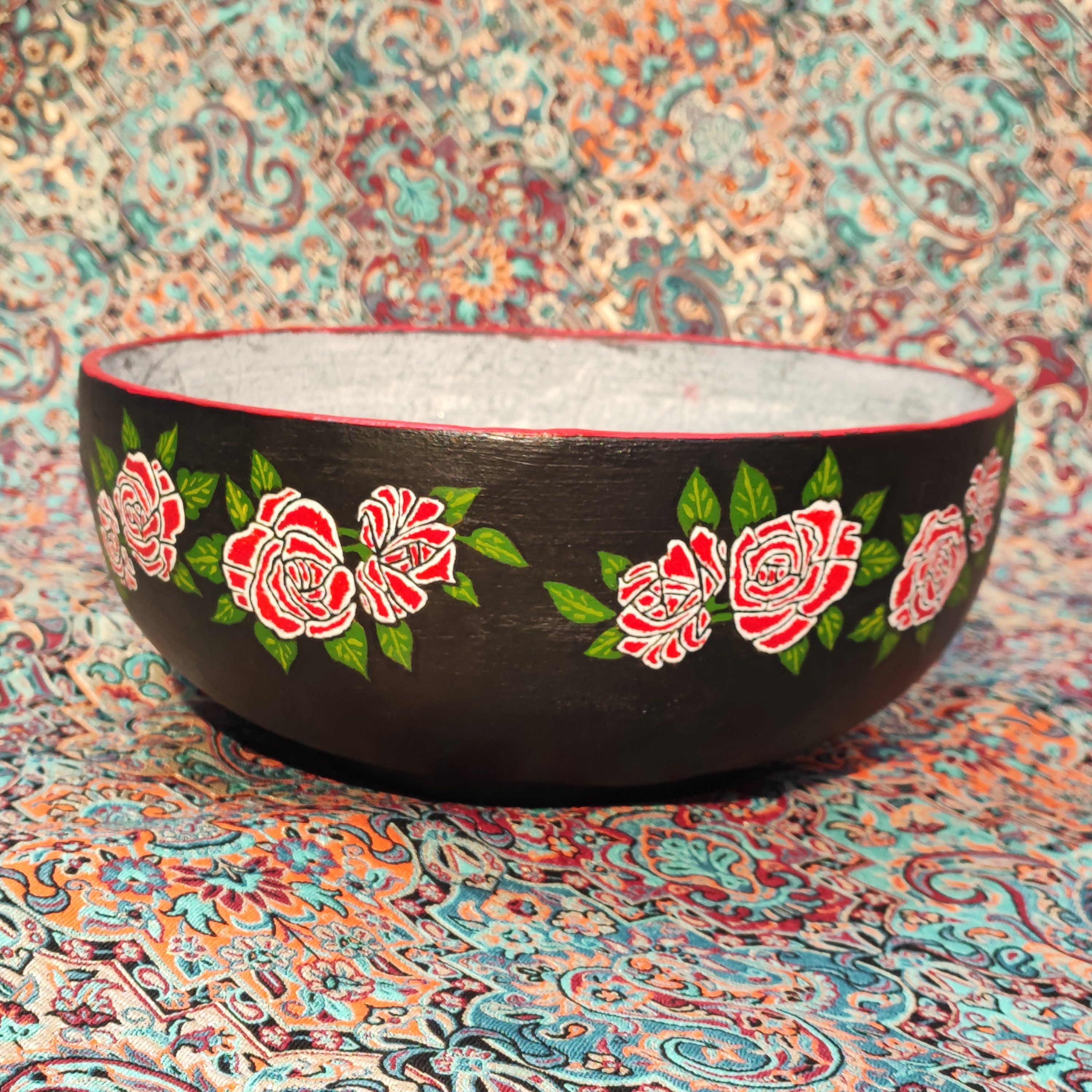 کاسه سنگی  نقاشی شده طرح گلبرگ 1