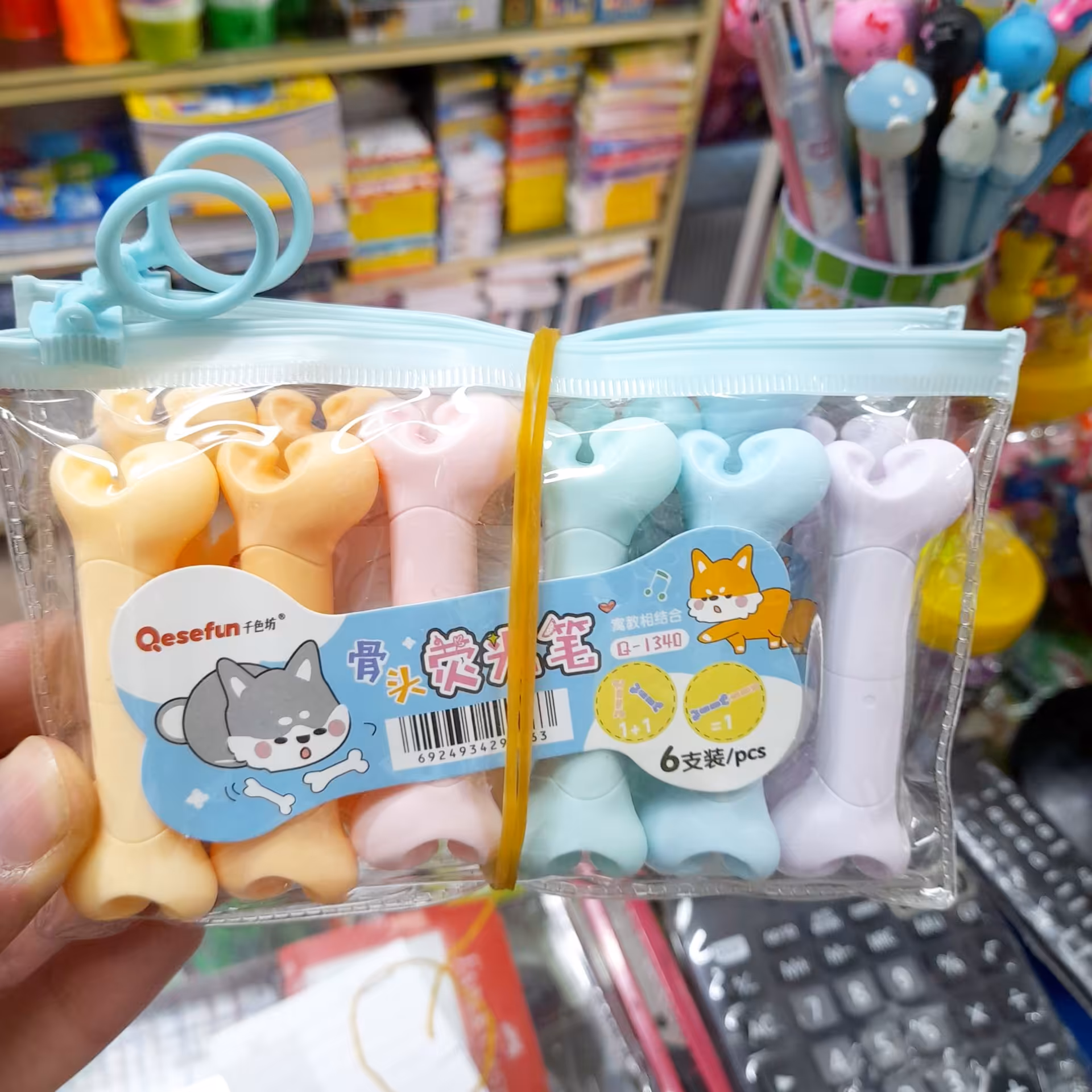 لوازم تحریر فانتزی ماژیک هایلایت فانتزی بسته 6 رنگ طرح استخوان