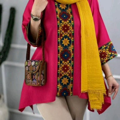 مانتو اسپرت زنانه نخی کرسپو مدل شومیزسنتی کتیبه چقدرجذاب و زیبا