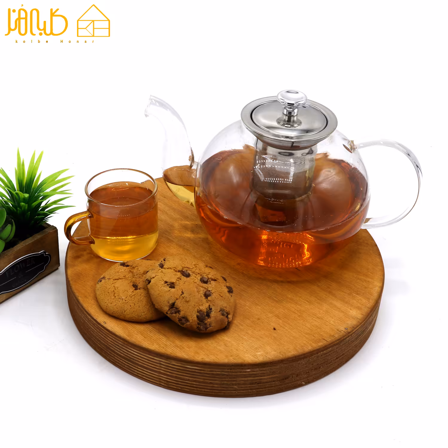 قوری پیرکس درب استیل