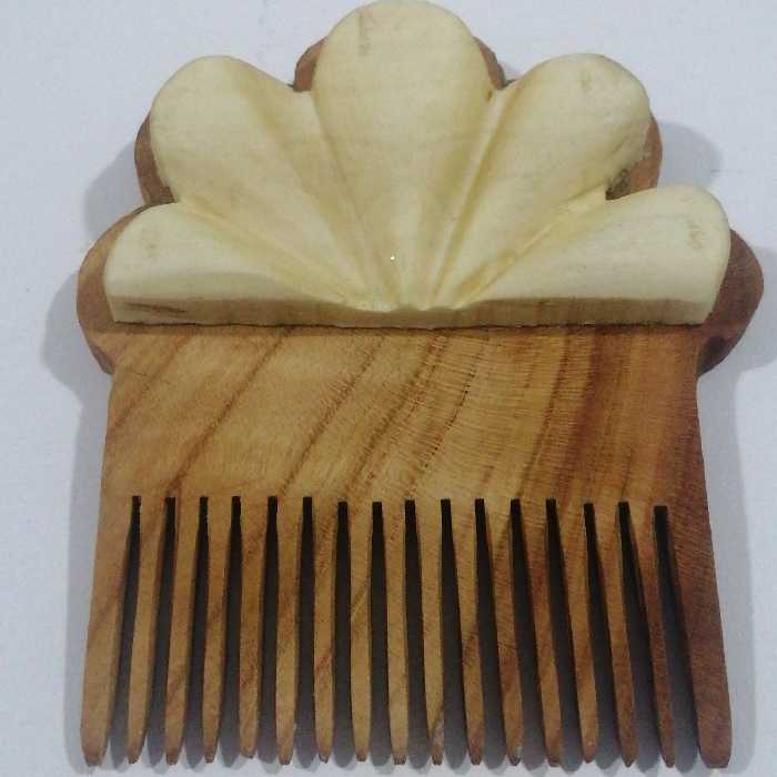 شانه چوبی طرحدار  چوب گردو و  زردآلو  مدل DF20