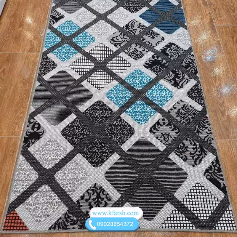 کناره گلیم متری فانتزی طوسی کد 3090