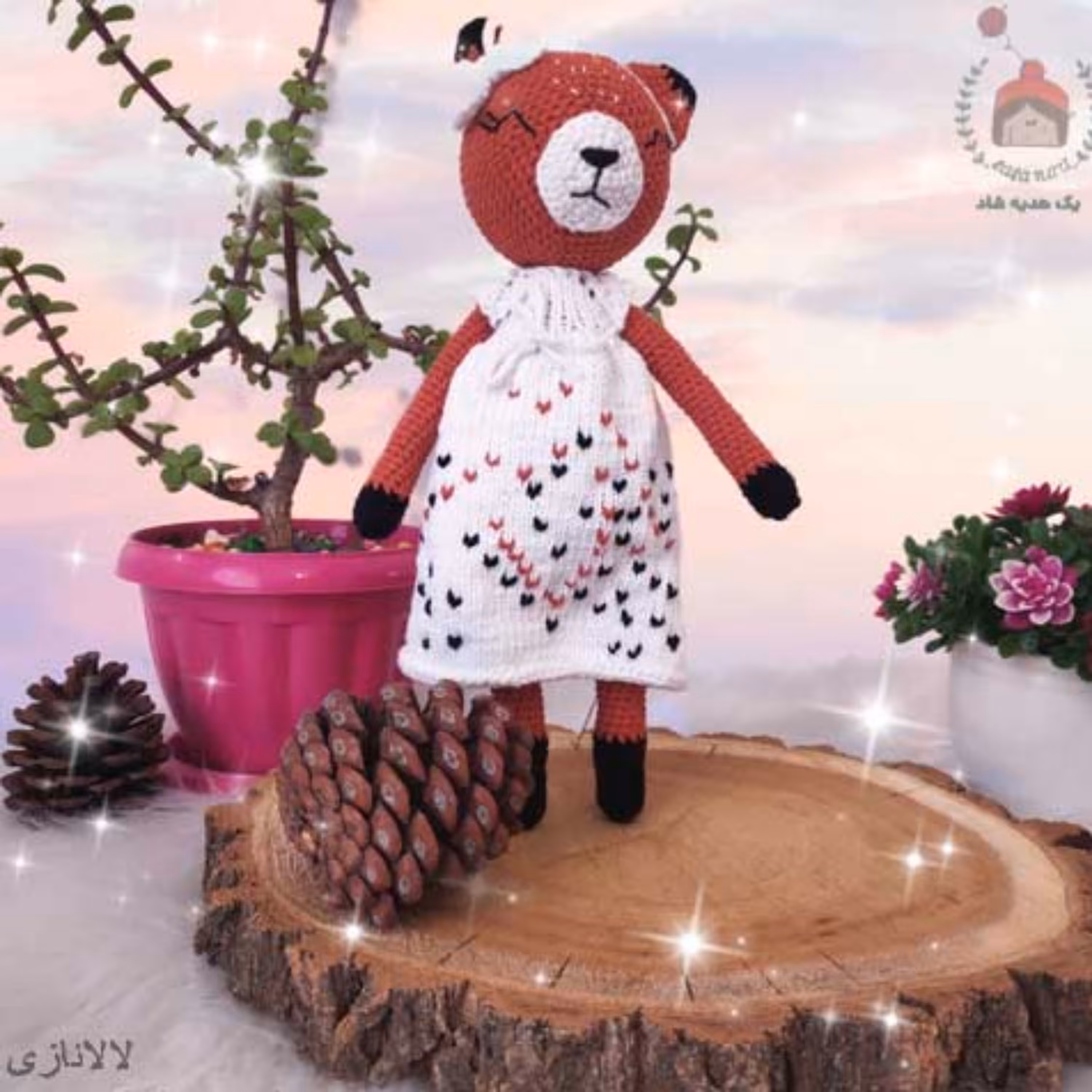 اسباب بازی قلاب بافی کاموایی عروسک بافتنی فانتزی روباه ناز