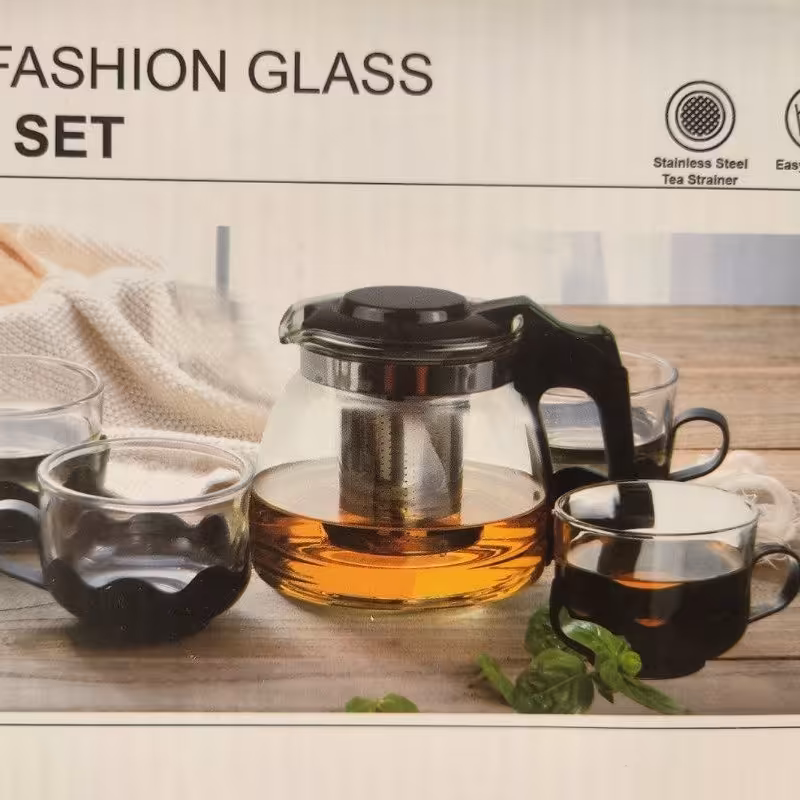 ست قوری پیرکس و 4 عدد فنجان  مناسب کادو 