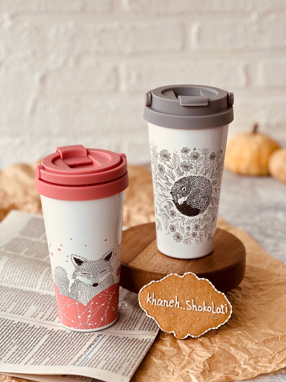 تراول ماگ 500 میل لیوانی دسته دار استیل فانتزی کد00437