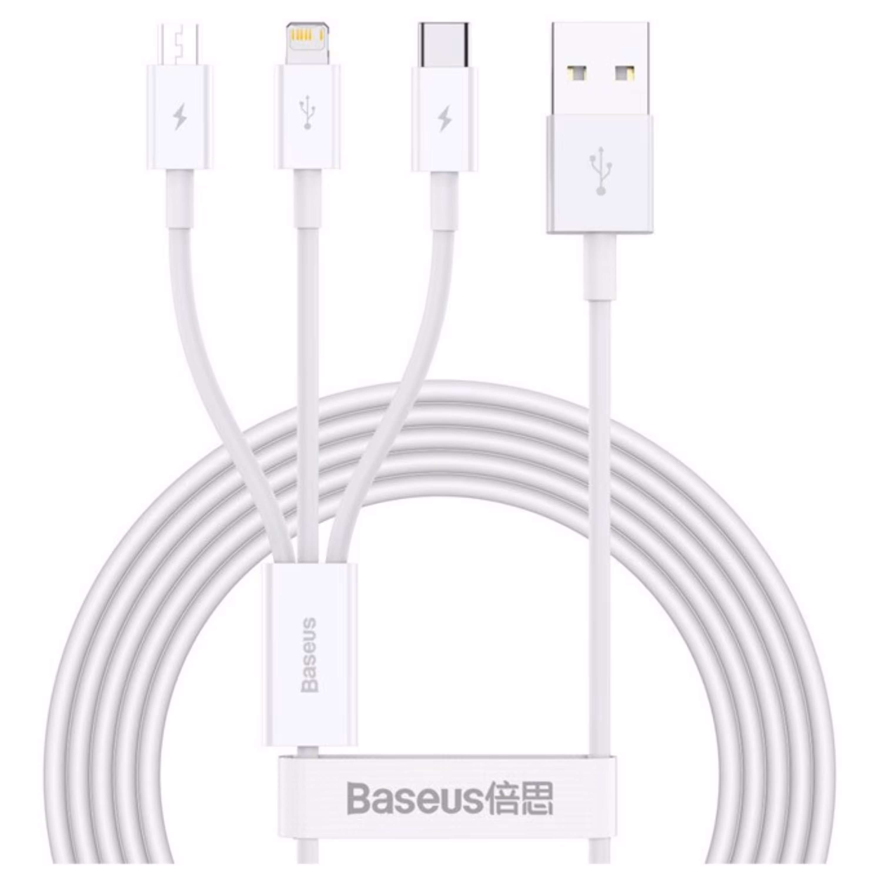 کابل تبدیل USB به microUSB  لایتنینگ  USB-C باسئوس مدل CAMLTYS-02 طول 1.5 متر