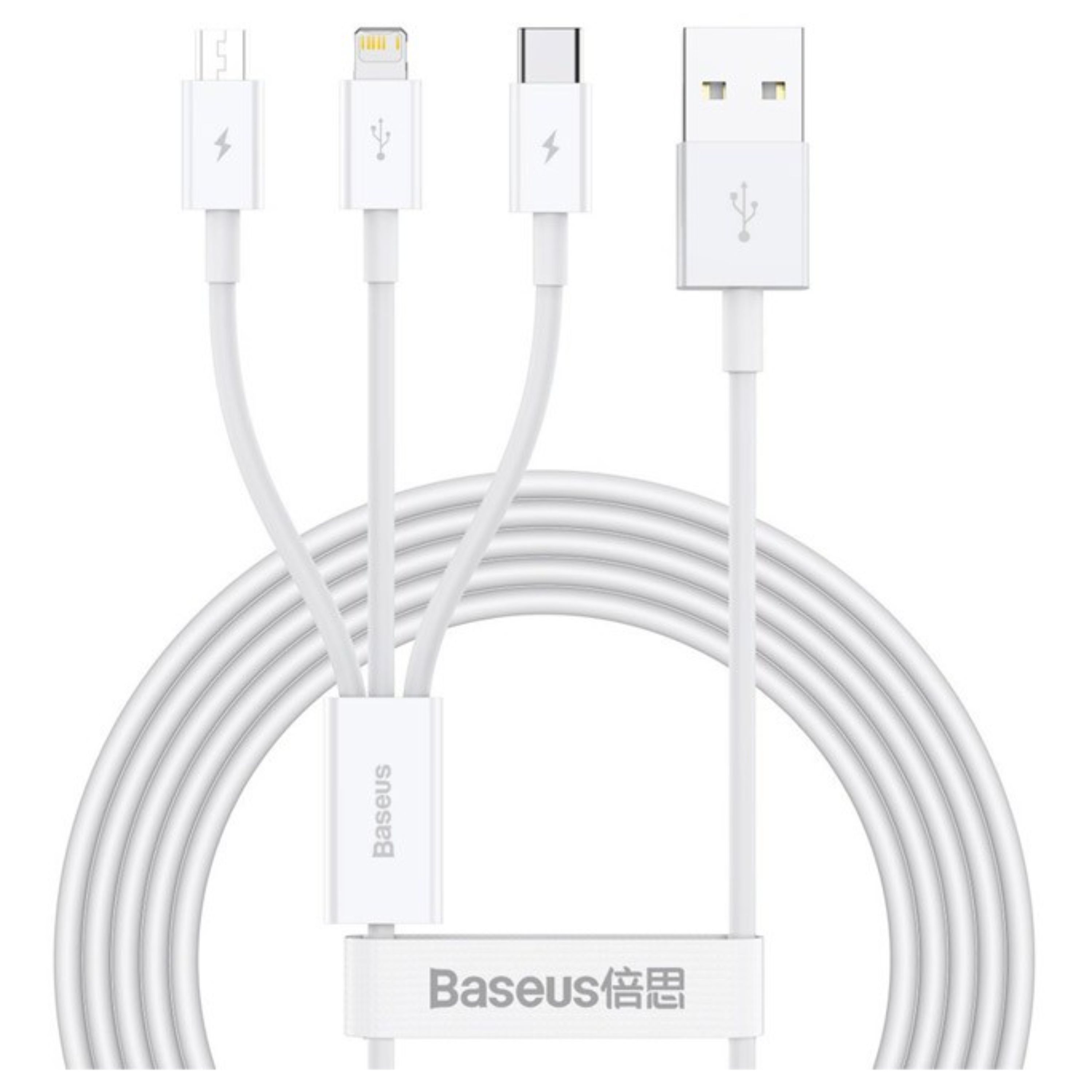 کابل تبدیل USB به microUSB لایتنینگ USB-C باسئوس مدل CAMLTYS-02 طول 1.5 متر