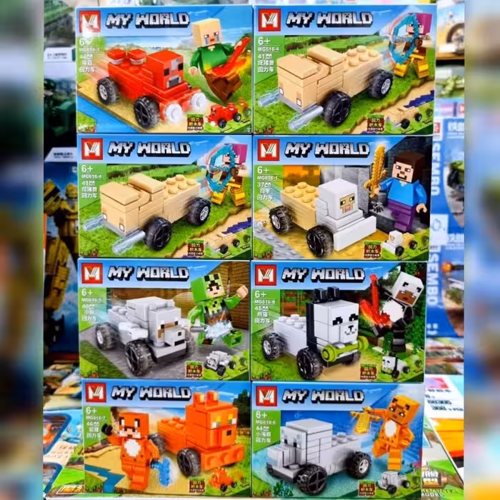 لگو پک 8 عددی آدمک های ماینکرافت با تجهیزات مخصوص