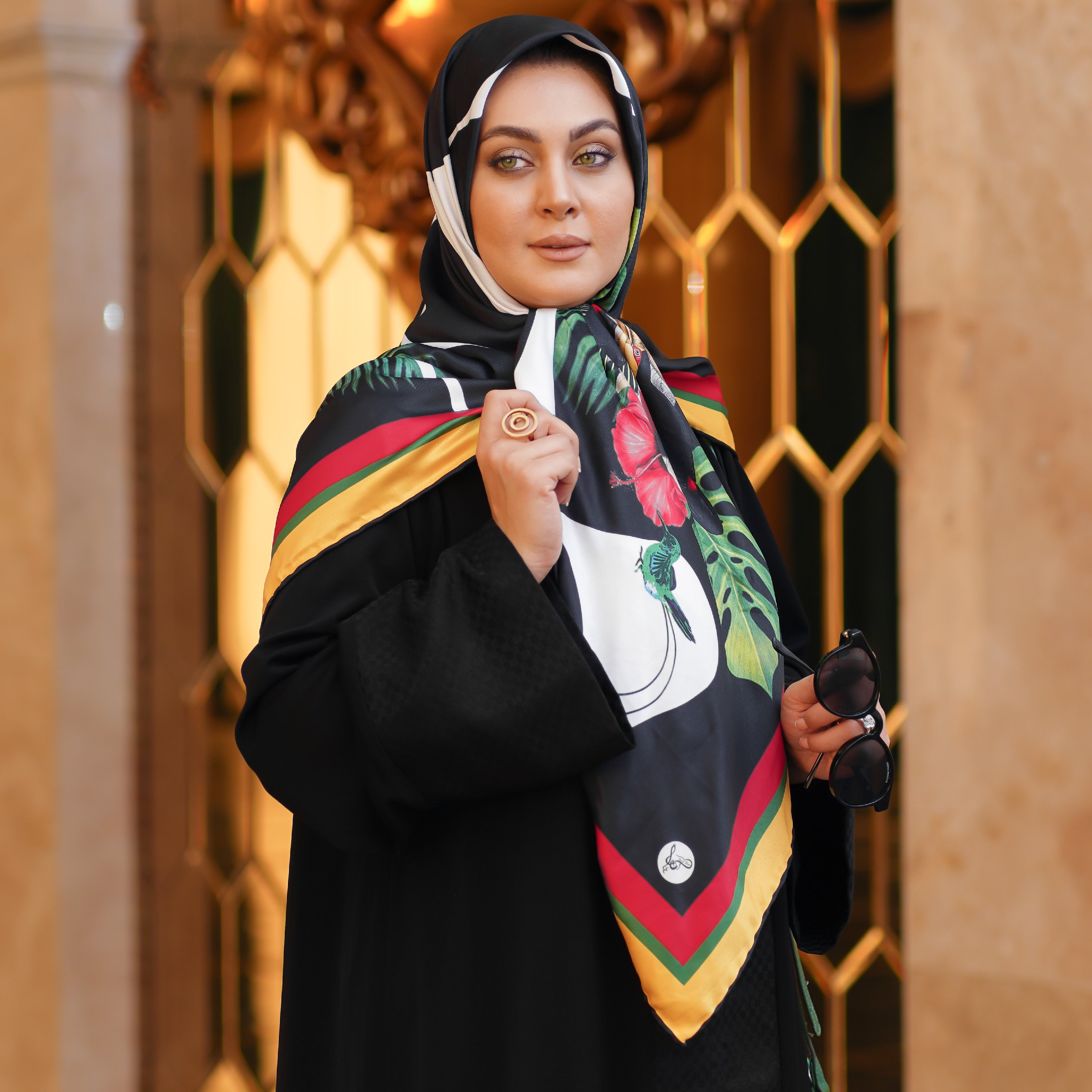 روسری کاپل طرح کوکو جنس ابریشم تویل