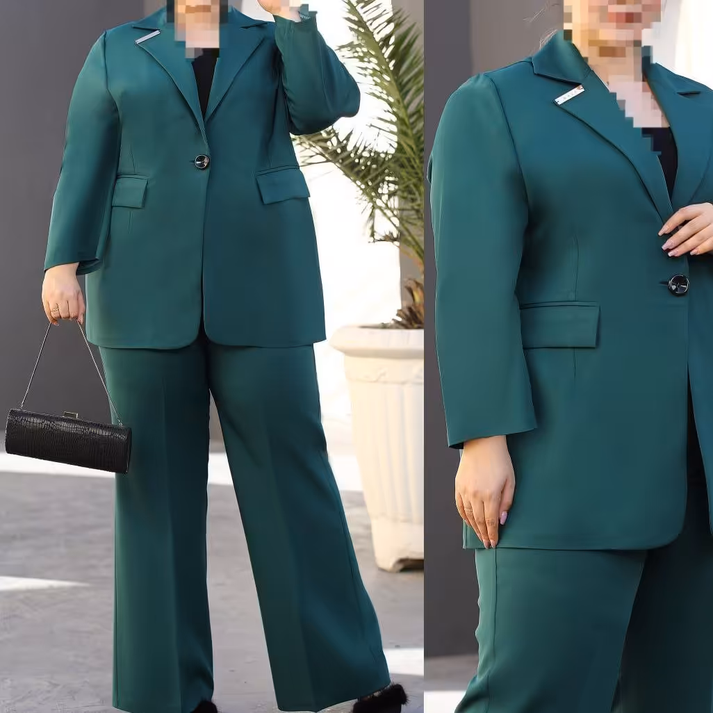 ست دو تیکه کت و شلوار سایزبزرگ تک دکمه
کرپ توئیست ترک 
سایزبندی 46 تا 60 
