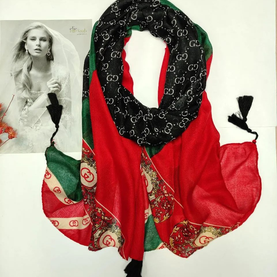 شال نخ پنبه منگوله دار کد 07072